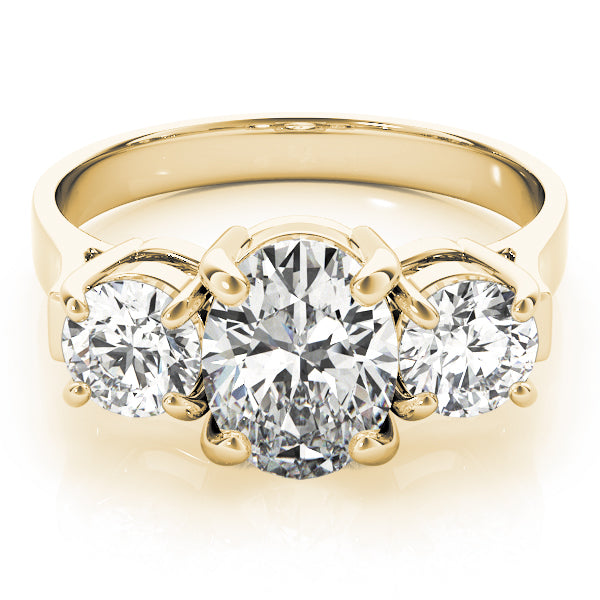 Oval Diamond Three Stone Ring in 10K/14K gold and platinum with certified lab-grown or natural diamonds