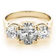 Oval Diamond Three Stone Ring in 10K/14K gold and platinum with certified lab-grown or natural diamonds