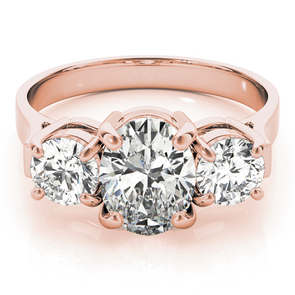 Oval Diamond Three Stone Ring in 10K/14K gold and platinum with certified lab-grown or natural diamonds
