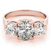 Oval Diamond Three Stone Ring in 10K/14K gold and platinum with certified lab-grown or natural diamonds