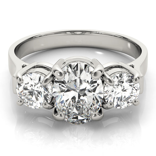 Oval Diamond Three Stone Ring in 10K/14K gold and platinum with certified lab-grown or natural diamonds