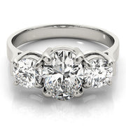 Oval Diamond Three Stone Ring in 10K/14K gold and platinum with certified lab-grown or natural diamonds