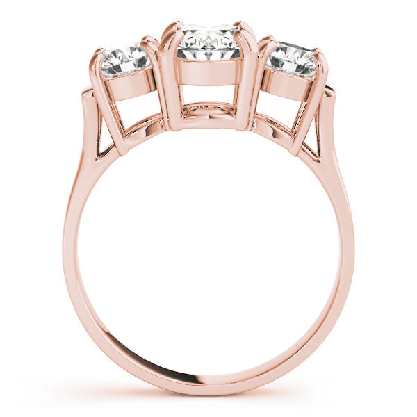 Oval Diamond Three Stone Ring in 10K/14K gold and platinum with certified lab-grown or natural diamonds