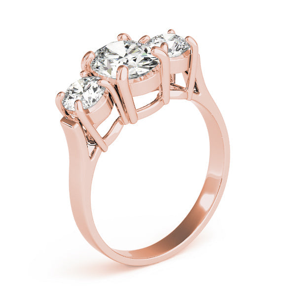 Oval Diamond Three Stone Ring in 10K/14K gold and platinum with certified lab-grown or natural diamonds