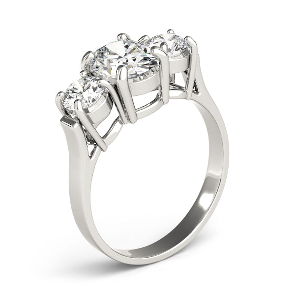 Oval Diamond Three Stone Ring in 10K/14K gold and platinum with certified lab-grown or natural diamonds