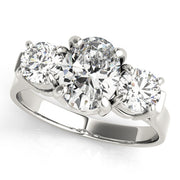 Oval Diamond Three Stone Ring in 10K/14K gold and platinum with certified lab-grown or natural diamonds