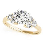 Opulent Cluster Sides Round Diamond Engagement Ring in 10K/14K gold and platinum with certified lab-grown or natural diamonds