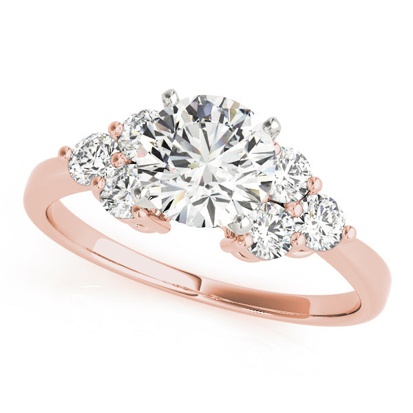 Opulent Cluster Sides Round Diamond Engagement Ring in 10K/14K gold and platinum with certified lab-grown or natural diamonds