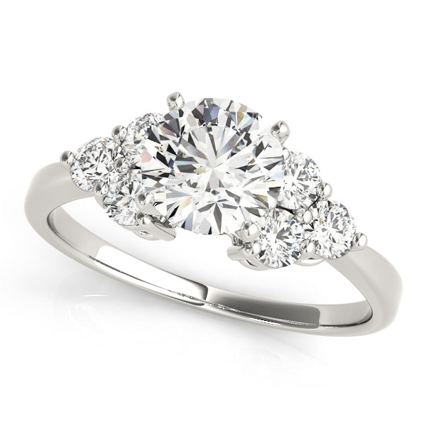 Opulent Cluster Sides Round Diamond Engagement Ring in 10K/14K gold and platinum with certified lab-grown or natural diamonds