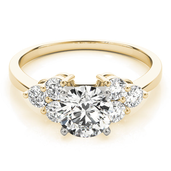 Opulent Cluster Sides Round Diamond Engagement Ring in 10K/14K gold and platinum with certified lab-grown or natural diamonds