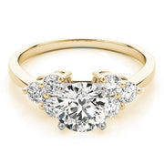 Opulent Cluster Sides Round Diamond Engagement Ring in 10K/14K gold and platinum with certified lab-grown or natural diamonds