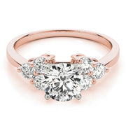 Opulent Cluster Sides Round Diamond Engagement Ring in 10K/14K gold and platinum with certified lab-grown or natural diamonds
