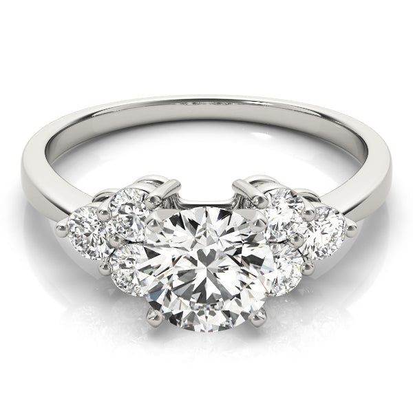 Opulent Cluster Sides Round Diamond Engagement Ring in 10K/14K gold and platinum with certified lab-grown or natural diamonds