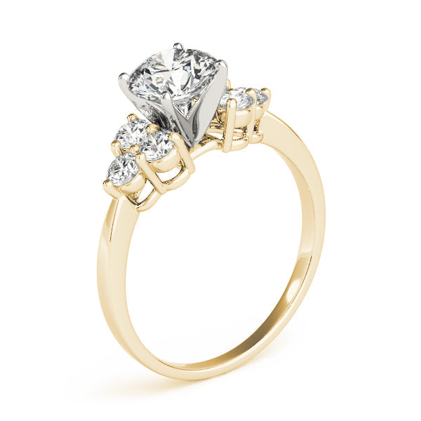 Opulent Cluster Sides Round Diamond Engagement Ring in 10K/14K gold and platinum with certified lab-grown or natural diamonds