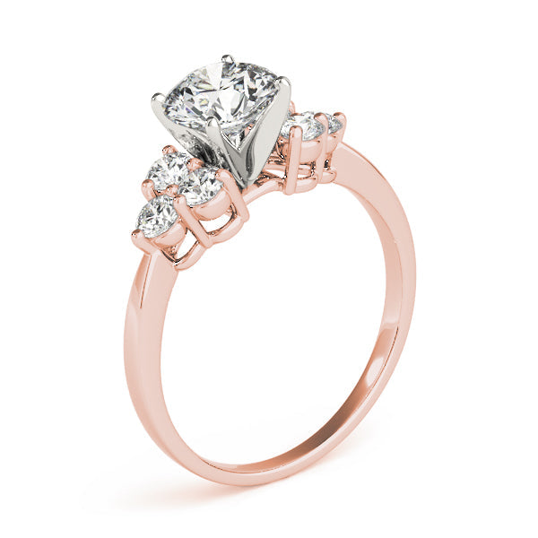 Opulent Cluster Sides Round Diamond Engagement Ring in 10K/14K gold and platinum with certified lab-grown or natural diamonds
