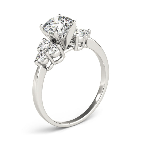 Opulent Cluster Sides Round Diamond Engagement Ring in 10K/14K gold and platinum with certified lab-grown or natural diamonds