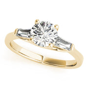 Crowned Fancy Shape Baguette Remounts Round Diamond Engagement Ring in 10K/14K gold and platinum with certified lab-grown or natural diamonds