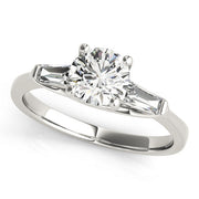 Crowned Fancy Shape Baguette Remounts Round Diamond Engagement Ring in 10K/14K gold and platinum with certified lab-grown or natural diamonds