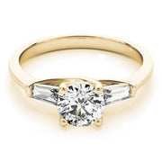 Crowned Fancy Shape Baguette Remounts Round Diamond Engagement Ring in 10K/14K gold and platinum with certified lab-grown or natural diamonds