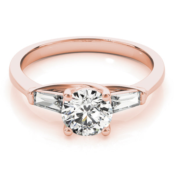 Crowned Fancy Shape Baguette Remounts Round Diamond Engagement Ring in 10K/14K gold and platinum with certified lab-grown or natural diamonds
