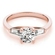 Crowned Fancy Shape Baguette Remounts Round Diamond Engagement Ring in 10K/14K gold and platinum with certified lab-grown or natural diamonds