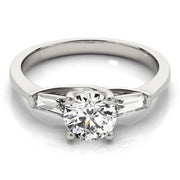 Crowned Fancy Shape Baguette Remounts Round Diamond Engagement Ring in 10K/14K gold and platinum with certified lab-grown or natural diamonds