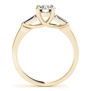 Crowned Fancy Shape Baguette Remounts Round Diamond Engagement Ring in 10K/14K gold and platinum with certified lab-grown or natural diamonds