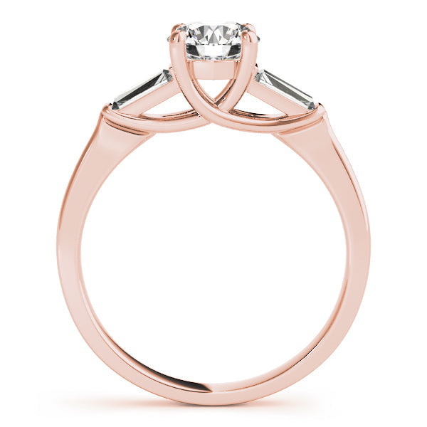 Crowned Fancy Shape Baguette Remounts Round Diamond Engagement Ring in 10K/14K gold and platinum with certified lab-grown or natural diamonds