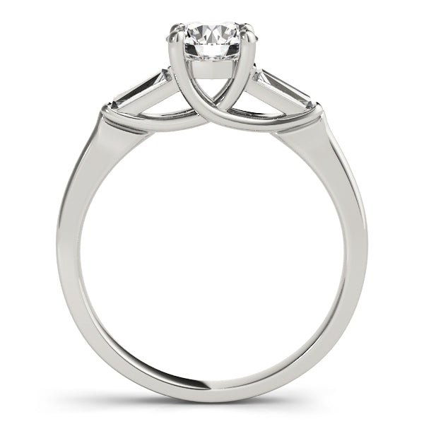 Crowned Fancy Shape Baguette Remounts Round Diamond Engagement Ring in 10K/14K gold and platinum with certified lab-grown or natural diamonds