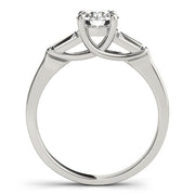 Crowned Fancy Shape Baguette Remounts Round Diamond Engagement Ring in 10K/14K gold and platinum with certified lab-grown or natural diamonds