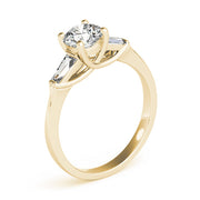 Crowned Fancy Shape Baguette Remounts Round Diamond Engagement Ring in 10K/14K gold and platinum with certified lab-grown or natural diamonds