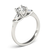 Crowned Fancy Shape Baguette Remounts Round Diamond Engagement Ring in 10K/14K gold and platinum with certified lab-grown or natural diamonds