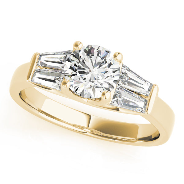 Graceful Fancy Shape Baguette Remounts Round Diamond Engagement Ring in 10K/14K gold and platinum with certified lab-grown or natural diamonds