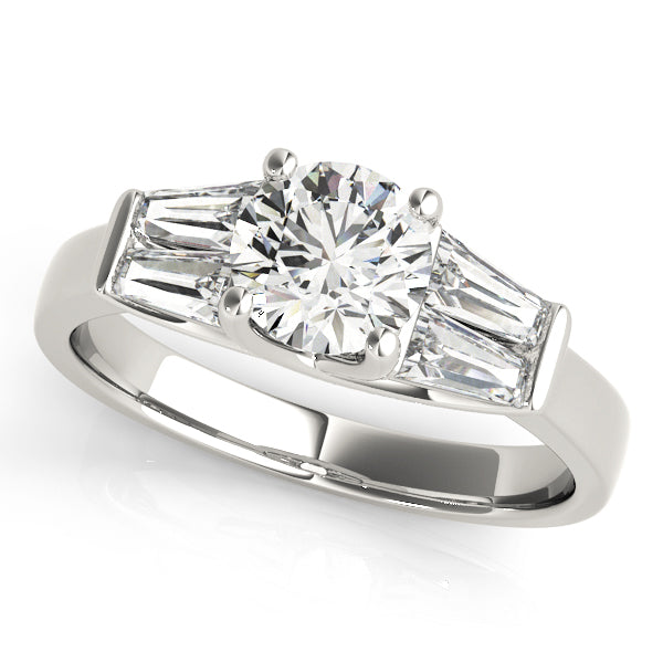 Graceful Fancy Shape Baguette Remounts Round Diamond Engagement Ring in 10K/14K gold and platinum with certified lab-grown or natural diamonds