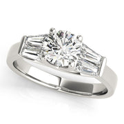 Graceful Fancy Shape Baguette Remounts Round Diamond Engagement Ring in 10K/14K gold and platinum with certified lab-grown or natural diamonds