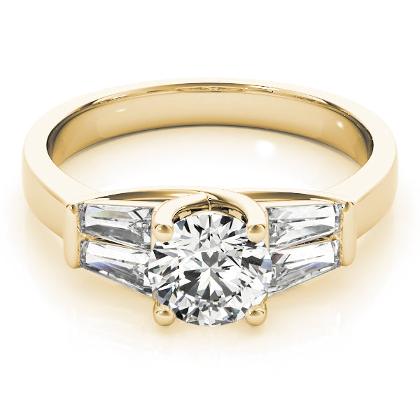 Graceful Fancy Shape Baguette Remounts Round Diamond Engagement Ring in 10K/14K gold and platinum with certified lab-grown or natural diamonds