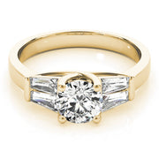 Graceful Fancy Shape Baguette Remounts Round Diamond Engagement Ring in 10K/14K gold and platinum with certified lab-grown or natural diamonds