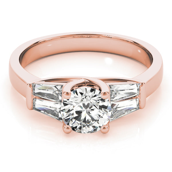 Graceful Fancy Shape Baguette Remounts Round Diamond Engagement Ring in 10K/14K gold and platinum with certified lab-grown or natural diamonds