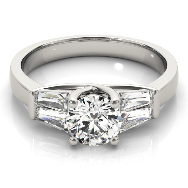 Graceful Fancy Shape Baguette Remounts Round Diamond Engagement Ring in 10K/14K gold and platinum with certified lab-grown or natural diamonds