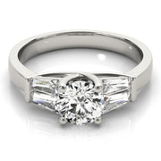Graceful Fancy Shape Baguette Remounts Round Diamond Engagement Ring in 10K/14K gold and platinum with certified lab-grown or natural diamonds
