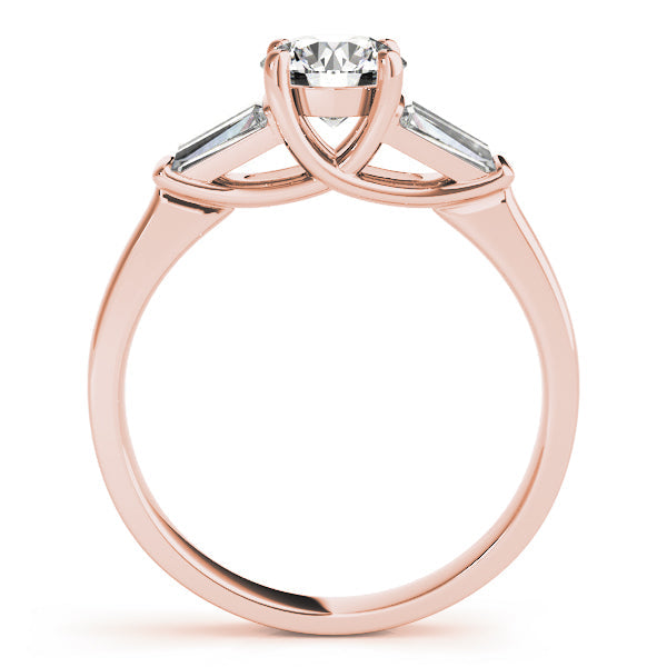 Graceful Fancy Shape Baguette Remounts Round Diamond Engagement Ring in 10K/14K gold and platinum with certified lab-grown or natural diamonds