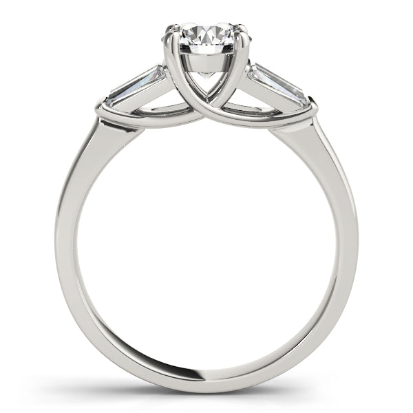Graceful Fancy Shape Baguette Remounts Round Diamond Engagement Ring in 10K/14K gold and platinum with certified lab-grown or natural diamonds