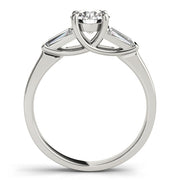 Graceful Fancy Shape Baguette Remounts Round Diamond Engagement Ring in 10K/14K gold and platinum with certified lab-grown or natural diamonds
