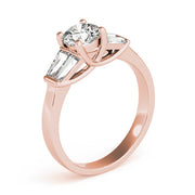Graceful Fancy Shape Baguette Remounts Round Diamond Engagement Ring in 10K/14K gold and platinum with certified lab-grown or natural diamonds