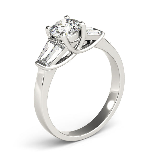 Graceful Fancy Shape Baguette Remounts Round Diamond Engagement Ring in 10K/14K gold and platinum with certified lab-grown or natural diamonds