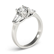 Graceful Fancy Shape Baguette Remounts Round Diamond Engagement Ring in 10K/14K gold and platinum with certified lab-grown or natural diamonds