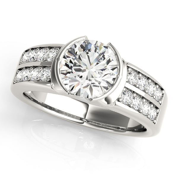 Splendid Pave Round Diamond Engagement Ring in 10K/14K gold and platinum with certified lab-grown or natural diamonds