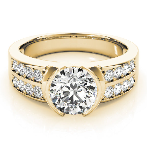 Splendid Pave Round Diamond Engagement Ring in 10K/14K gold and platinum with certified lab-grown or natural diamonds