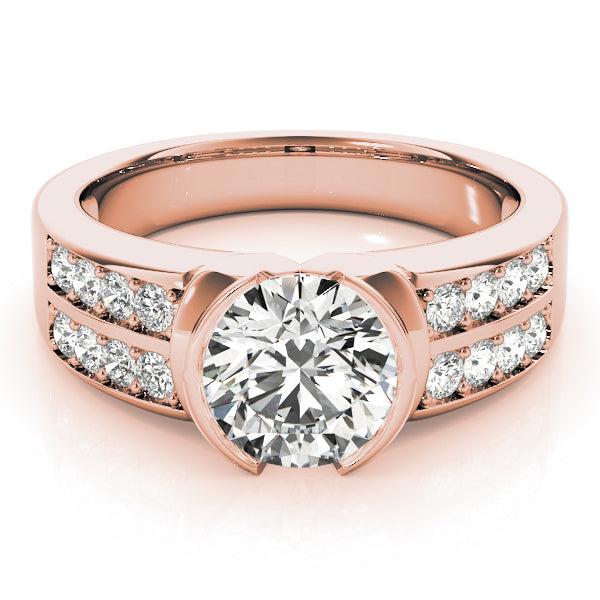 Splendid Pave Round Diamond Engagement Ring in 10K/14K gold and platinum with certified lab-grown or natural diamonds