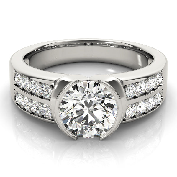 Splendid Pave Round Diamond Engagement Ring in 10K/14K gold and platinum with certified lab-grown or natural diamonds